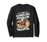 Funny Horse Racing Gambling Joke for Betting Fans Design Manga Larga