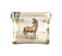 Funny Horse Wasteland - Monedero pequeño de cuero para mujer, práctico monedero de dinero en efectivo para mujer, divertido yermo de caballo, talla única, moderno, Funny Horse Wasteland, Talla única,