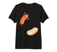 Funny Hot Dog Jumping Into Bun BBQ 4th of July Camiseta Premium
