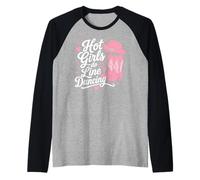 Funny Hot Girls Do Line Dancing Camiseta Manga Raglan