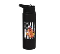 Funny Hotdog Bandera Americana 4 de Julio Patriótico Hot Dog Stainless Steel Insulated Water Bottle