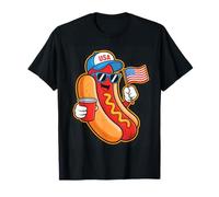 Funny Hotdog USA Flag BBQ Cartoon for July 4th Parade Camiseta
