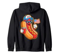 Funny Hotdog USA Flag BBQ Cartoon for July 4th Parade Sudadera con Capucha