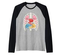 Funny Human Anatomy Sonriendo niños Camiseta Manga Raglan