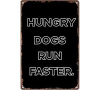 Funny Hungry Dogs Run Faster Metal Sign Vintage Christmas Decor 8 X 12 in