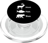 Funny Hunting Fishing Hunt Fish Run Bear Gift PopSockets PopGrip para MagSafe