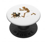 Funny Husky Halloween Steal Bone Skeleton Chase Spooky Husky PopSockets PopGrip Adhesivo