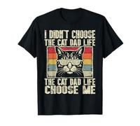 Funny I Didn'T Choose The Cat Dad Life Chose Me Retro Father Camiseta