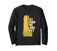 Funny I Eat Corn The Long Way Inappropriate Retro Vintage Manga Larga