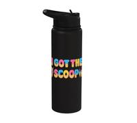 Funny I Got The Scoop Ice Cream Gender Reveal Party Quote Stainless Steel Insulated Water Bottle