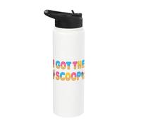Funny I Got The Scoop Ice Cream Gender Reveal Party Quote Stainless Steel Insulated Water Bottle