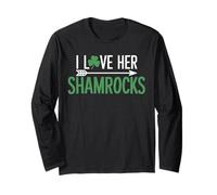 Funny I Love Her Shamrocks Funny St Patricks Day Pareja Manga Larga