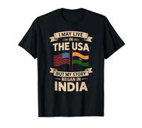 Funny I May Live In USA But India Heritage Pride Mujeres Hombres Camiseta