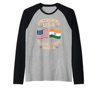 Funny I May Live In USA But India Heritage Pride Mujeres Hombres Camiseta Manga Raglan