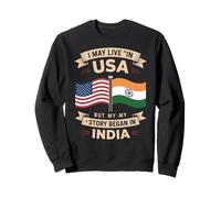 Funny I May Live In USA But India Heritage Pride Mujeres Hombres Sudadera