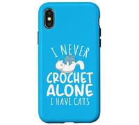 Funny I Never Crochet Alone I Have Cats Crochet Lover Carcasa para iPhone X/XS