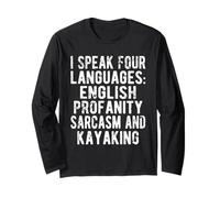 Funny I Speak Four Languages Kayak Humor Design Manga Larga