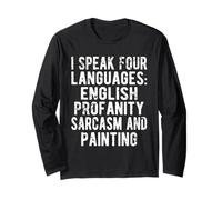 Funny I Speak Four Languages Pintura Humor Diseño Manga Larga