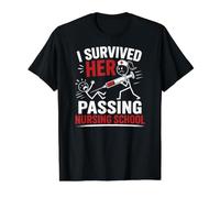 Funny I Survived Her Passing Nursing School Camiseta gráfica económica, Hombre, Negro, L