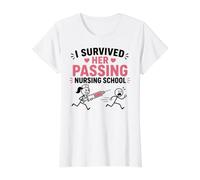 Funny I Survived Her Passing Nursing School Camiseta gráfica económica, Mujer, Blanco, XL