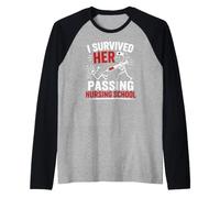 Funny I Survived Her Passing Nursing School Camiseta Manga Raglan