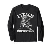 Funny I Teach Rock Stars Cat Teacher Music Team Band Manga Larga