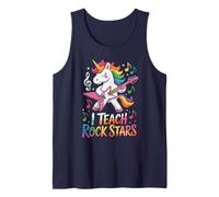 Funny I Teach ROCKSTARS Rainbow Teacher Choir Camp Music Camiseta sin Mangas