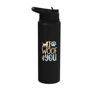 Funny I Woof You Cute Puppy Pet Lover Sarcástico Animal Cita Stainless Steel Insulated Water Bottle