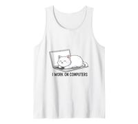 Funny I Work On Computers - Camiseta Divertida para Gatos Camiseta sin Mangas