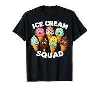 Funny Ice Cream Ice Cream Squad Women Men Kids Camiseta gráfica económica, Hombre, Negro, L