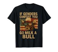 Funny if Genders Confuse You Go Milk a Bull Vintage Bandera de Estados Unidos Camiseta