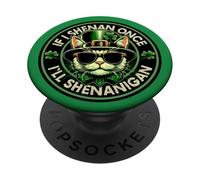 Funny If I Shenan Once I'Ll Shenanigan Gato del Día de San Patricio PopSockets PopGrip Adhesivo