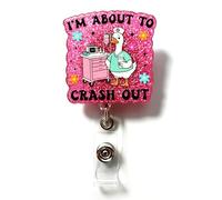 Funny I'm About to Crash Out - Carrete de identificación retráctil con clip de cocodrilo, diseño de enfermera de ganso para enfermera, EMT ICU ED trabajadora social, regalos de graduación de