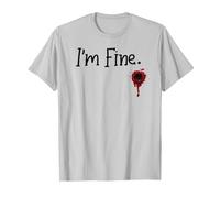 Funny I'm Fine Halloween Divertido Sangre Camiseta, Hombre, Plata, 3XL