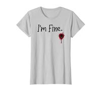 Funny I'm Fine Halloween Divertido Sangre Camiseta, Mujer, Plata, S