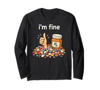 Funny I'm Fine Pharmacist Technician RX Pharmacy Tech Squad Manga Larga