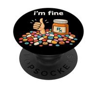 Funny I'm Fine Pharmacist Technician RX Pharmacy Tech Squad PopSockets PopGrip Adhesivo