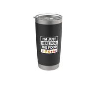 Funny I'm Just Here For The Food Sarcástico Fiesta Humor Cita Vaso térmico de acero inoxidable de doble pared