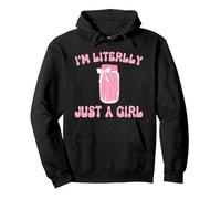 Funny I'm Literally Just a Girl Pink Coquette Pickle Chicas Sudadera con Capucha, Unisex para Adultos, Negro, M