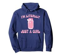 Funny I'm Literally Just a Girl Pink Coquette Pickle Chicas Sudadera con Capucha, Unisex para Adultos, Azul Marino, XXL
