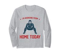 Funny I'm Working from Home Today Baseball Lover Hombres Mujeres Manga Larga