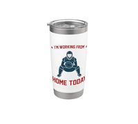 Funny I'm Working From Home Today Baseball Lover Hombres Mujeres Vaso térmico de acero inoxidable de doble pared