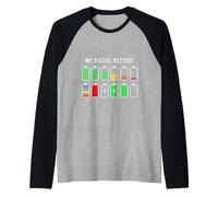 Funny Introvert Humor Energy Level Graphic Anti Social Fun Camiseta Manga Raglan