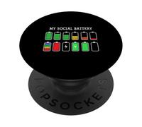 Funny Introvert Humor Energy Level Graphic Anti Social Fun PopSockets PopGrip Adhesivo