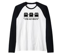 Funny it Programmer Geek Keyboard Humor Ctrl Alt Delete Camiseta Manga Raglan