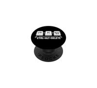 Funny it Programmer Geek Keyboard Humor Ctrl Alt Delete PopSockets PopGrip Adhesivo