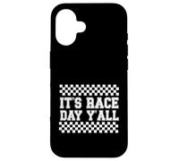 Funny It's Race Day Y'all - Pista de Carreras a Cuadros para Hombre Carcasa para iPhone 16