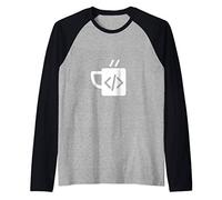 Funny JavaScript Code Coffee Developer Programmer Coder Camiseta Manga Raglan