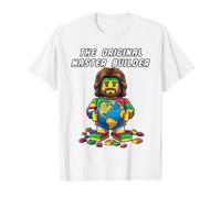 Funny Jesus Christian Faith The Original Master Builder Camiseta gráfica económica, Hombre, Blanco, S
