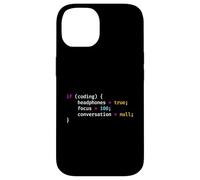 Funny Joke Programming If Coding Headphones Focus T-Shirt Carcasa para iPhone 14